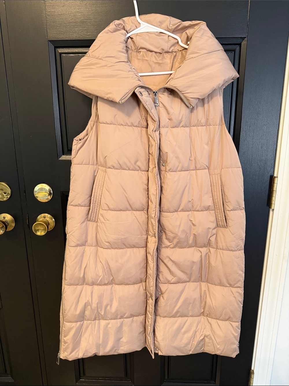 Sleeveless Puffer Vest Coat - Tan